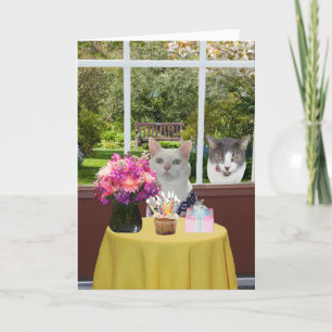 Kat Vrouw Fotobom Verjaardag Kaart