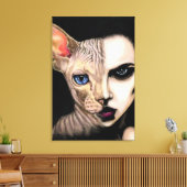 Kat Vrouw - Gezicht Canvas Print - Schilderkunst (Insitu (Woonkamer))