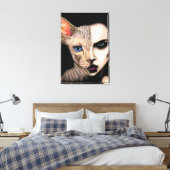 Kat Vrouw - Gezicht Canvas Print - Schilderkunst (Insitu (Slaapkamer))