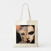 Kat Vrouw - Gezichtskunst - Kunst schilderen Tote Bag (Achterkant)