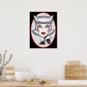 Kat Vrouwelijke Fatale Poster (Keuken)