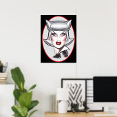 Kat Vrouwelijke Fatale Poster (Thuiskantoor)