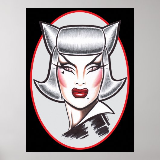Kat Vrouwelijke Fatale Poster (Voorkant)