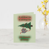 Kat VS kerstboom kerst Kaart (Gele Bloem)