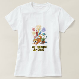 Kat + Vuurwerk = Chaos – Grappig Kattenbaasje T-sh T-shirt