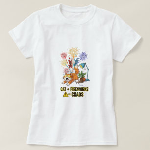 Kat + Vuurwerk = Chaos – Grappig Kattenbaasje T-sh T-shirt
