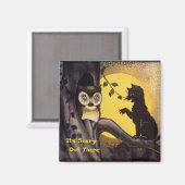 Kat Waarschuwing Uil Halloween Magnet (Voorkant / Achterkant)