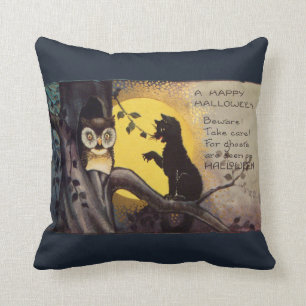 Kat Waarschuwing voor kippen  Halloween Pillow Kussen