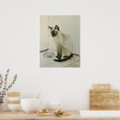 Kat wacht op diner tekening - Art Print (Keuken)