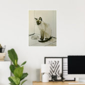 Kat wacht op diner tekening - Art Print (Thuiskantoor)