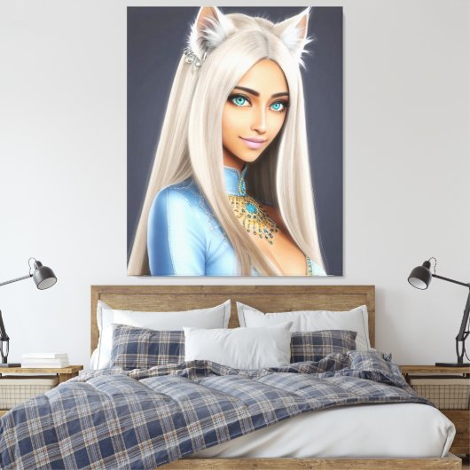 KAT WAIFU 12 CANVAS AFDRUK (Insitu (Slaapkamer))