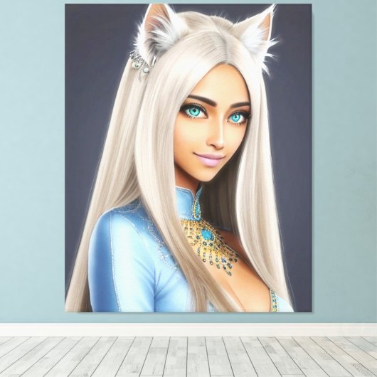 KAT WAIFU 12 CANVAS AFDRUK (Insitu (Houten vloer))