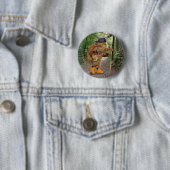 Kat-wandelaar met rugzak ronde button 5,7 cm (In situ)