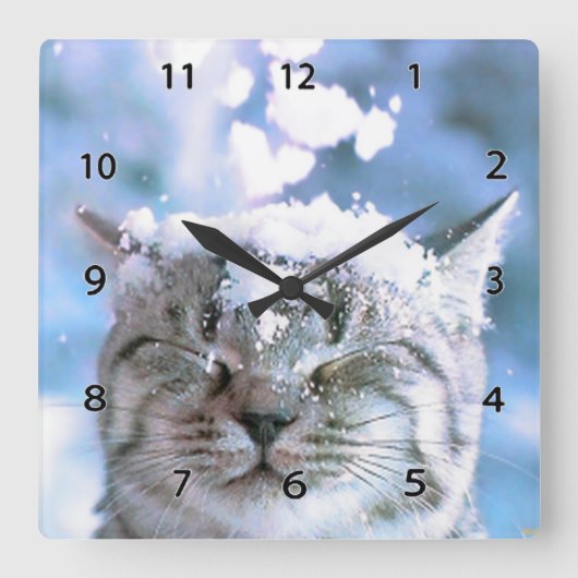 Kat-wandklok Vierkante Klok (Voorkant)
