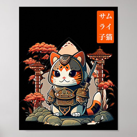Kat Warrior Japans schrijvend animatiekunst voor k Poster (Voorkant)