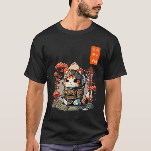 Kat Warrior Japans schrijvend animatiekunst voor k T-shirt (Voorkant)