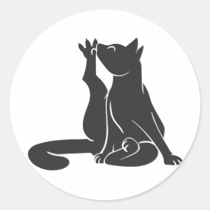 Kat was zijn poten - Kies achtergrondkleur Ronde Sticker