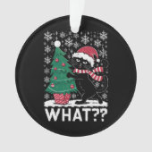 Kat Wat Een Grappige Zwarte Kat Die Kerstboom Duwt Ornament (voorkant)