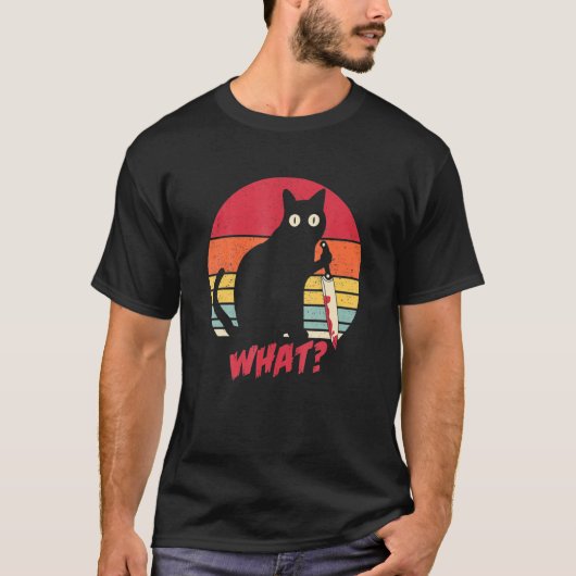  kat wat een moorddadig zwart kat met een mes t-shirt (Voorkant)
