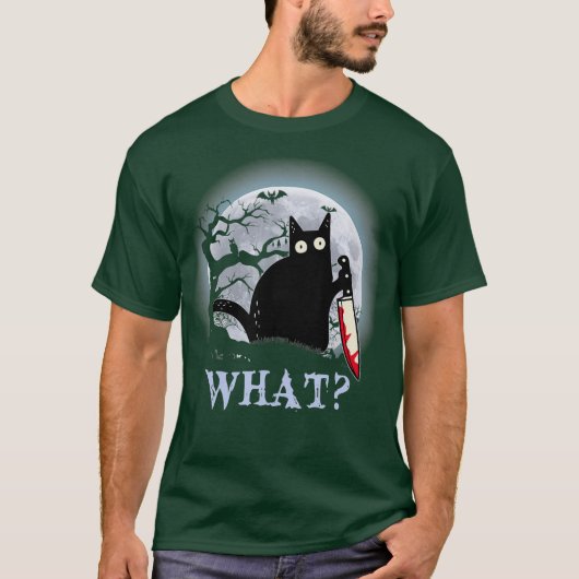 Kat wat een moorddadige zwarte kat met een kinderk t-shirt (Voorkant)