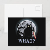 Kat wat een moorddadige zwarte kat met een mes Hal Feestdagenkaart (Voorkant / Achterkant)