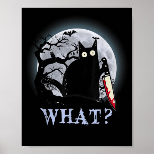 Kat wat een moorddadige zwarte kat met een mes Hal Poster