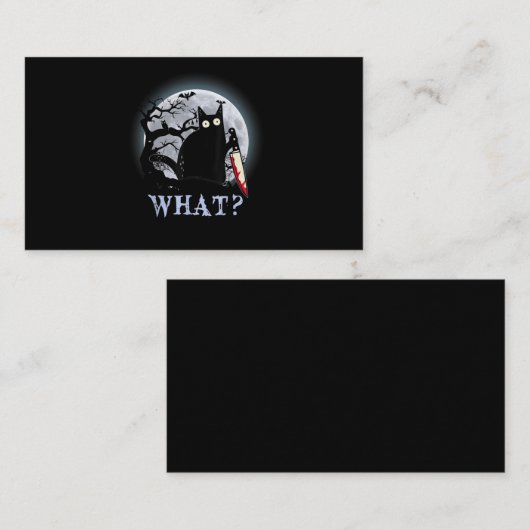 Kat wat een moorddadige zwarte kat met een mes Hal Visitekaartje (Voorkant / Achterkant)