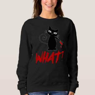 Kat wat Funny Black cat shirt, Murderous cat met Trui