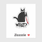 Kat wat Funny Black noemt een moorddadige kat met Sticker (Vel)