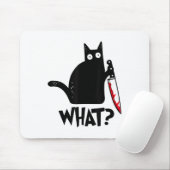 Kat wat grappig zwart kat moordende kat met mes muismat (Met muis)