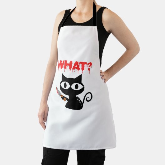 Kat wat grappig zwart kat moordende kat met mes schort (Insitu)