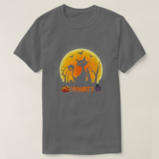 Kat wat grappig zwart kat moordende kat met mes t-shirt (Design voorkant)