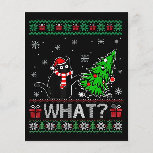 Kat Wat Grappig Zwart Kat Pushing Kerstboom (Achterkant)