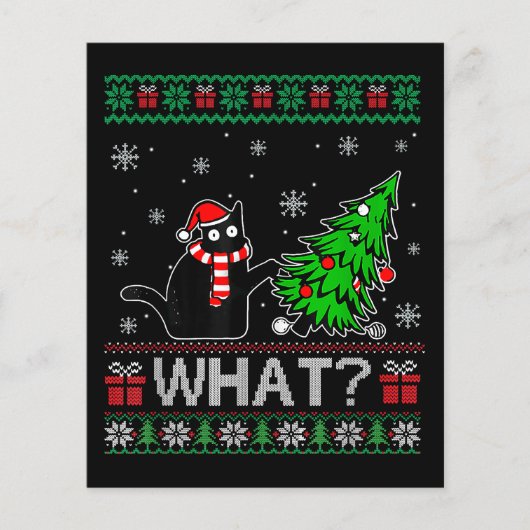 Kat Wat Grappig Zwart Kat Pushing Kerstboom (Voorkant)