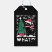 Kat Wat Grappig Zwart Kat Pushing Kerstboom Cadeaulabel (Achterkant)