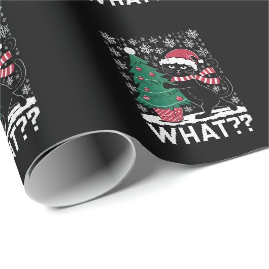 Kat Wat Grappig Zwart Kat Pushing Kerstboom Cadeaupapier (Rol Hoek)