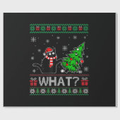 Kat Wat Grappig Zwart Kat Pushing Kerstboom Cadeaupapier (Vlak)