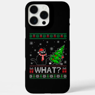Kat Wat Grappig Zwart Kat Pushing Kerstboom iPhone 16 Pro Max Hoesje