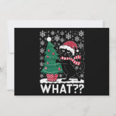 Kat Wat Grappig Zwart Kat Pushing Kerstboom Feestdagenkaart (Voorkant)