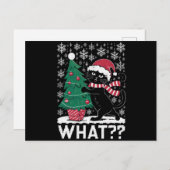 Kat Wat Grappig Zwart Kat Pushing Kerstboom Feestdagenkaart (Voorkant / Achterkant)