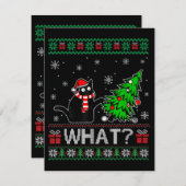 Kat Wat Grappig Zwart Kat Pushing Kerstboom Informatiekaartje (Voorkant / Achterkant)