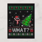 Kat Wat Grappig Zwart Kat Pushing Kerstboom Informatiekaartje (Voorkant)