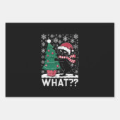 Kat Wat Grappig Zwart Kat Pushing Kerstboom Inpakpapier Vel (Voorkant)