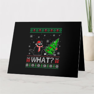 Kat Wat Grappig Zwart Kat Pushing Kerstboom Kaart