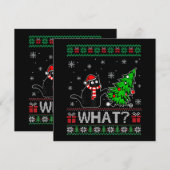 Kat Wat Grappig Zwart Kat Pushing Kerstboom Kaart (Voorkant / Achterkant)