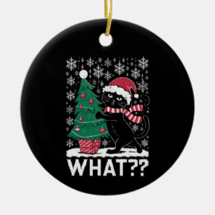 Kat Wat Grappig Zwart Kat Pushing Kerstboom Keramisch Ornament