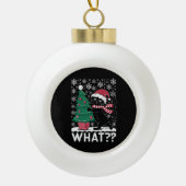 Kat Wat Grappig Zwart Kat Pushing Kerstboom Keramische Bal Ornament (Voorkant)