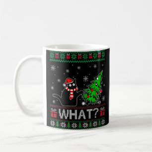 Kat Wat Grappig Zwart Kat Pushing Kerstboom Koffiemok