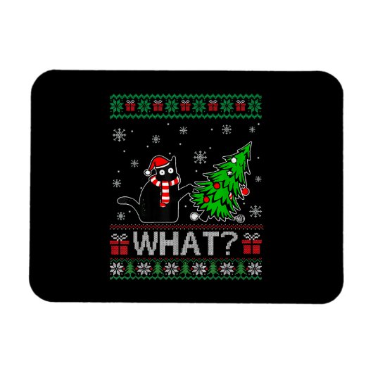 Kat Wat Grappig Zwart Kat Pushing Kerstboom Magneet (Horizontaal)