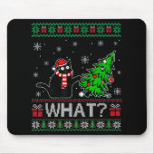 Kat Wat Grappig Zwart Kat Pushing Kerstboom Muismat (Voorkant)